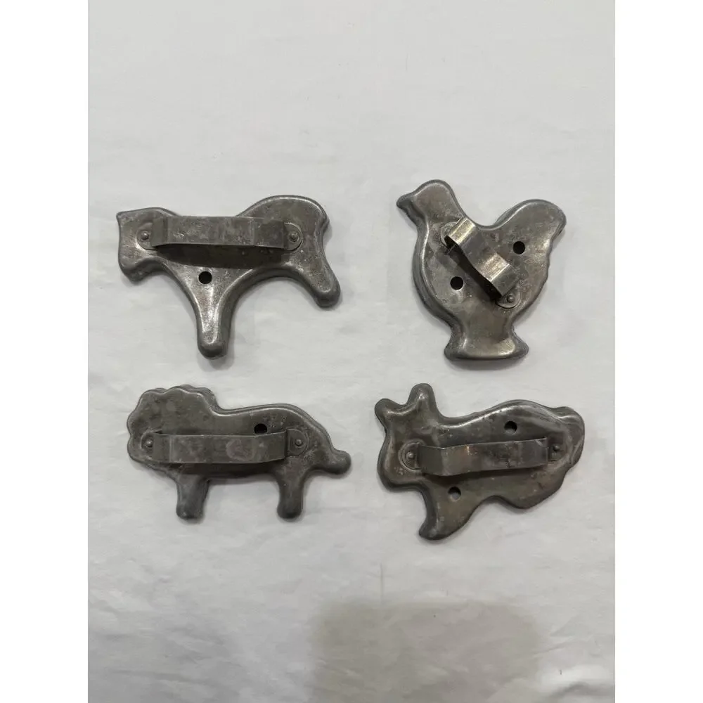 Vintage Silver Tin Cookie Cutters Animals